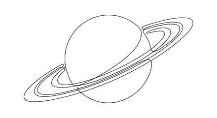 Saturn Planet Ringed Solar System Outer Space Astronomy Science Graphic Line Art Isolated © ari