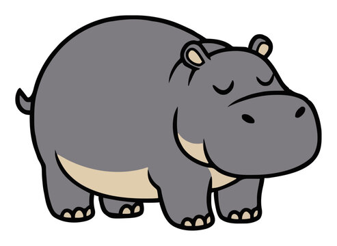 Sleeping hippopotamus 3/4 perspective view vector il.... Generative AI