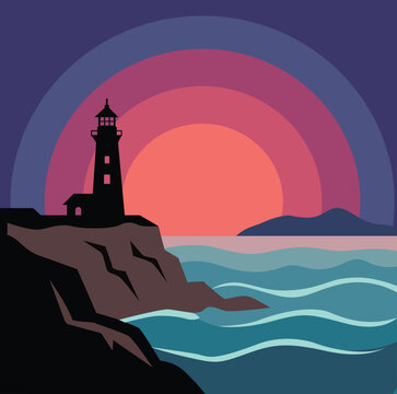 Print Ready Lighthouse and Ocean Settings