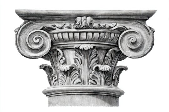 Ionic order capital with transparent background