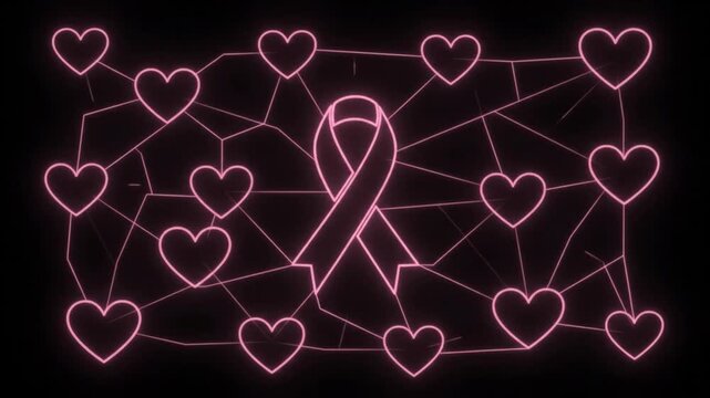 Healthcare Awareness Community Network with Pink Ribbon Animation
