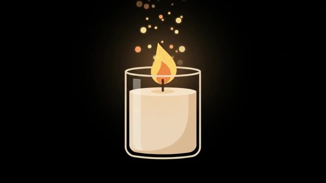 Scented Candle Animated Vector Icon with Flickering Flame