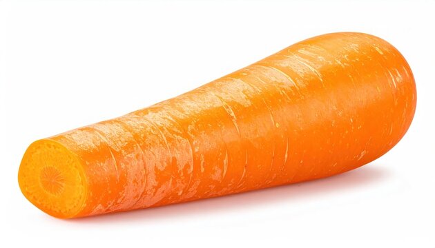 Isolated shot of a whole, fresh carrot, halved showing cross-section and vibrant orange color