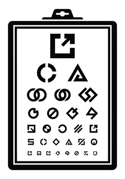 Eye chart with abstract geometric shapes