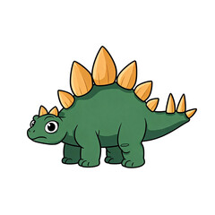 Fototapeta premium Cute Stegosaurus cartoon dinosaur, chibi kawaii kids nursery PNG