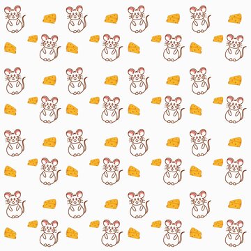 Cute mouse and cheese seamless pattern for kids fabric design