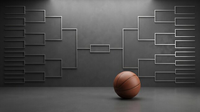 Basketball tournament bracket concept for championship playoffs and sports event planning with blank space for competition strategy