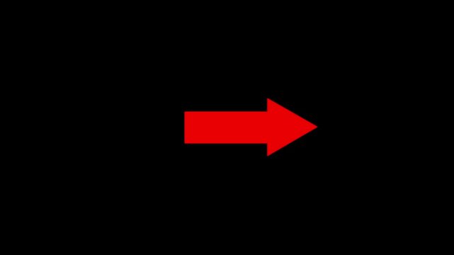 Animated arrow pointing down, up direction on black background. Abstract glowing arrow icon 4k animation.