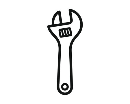 Adjustable wrench tool icon vector graphic illustration with spanner tool