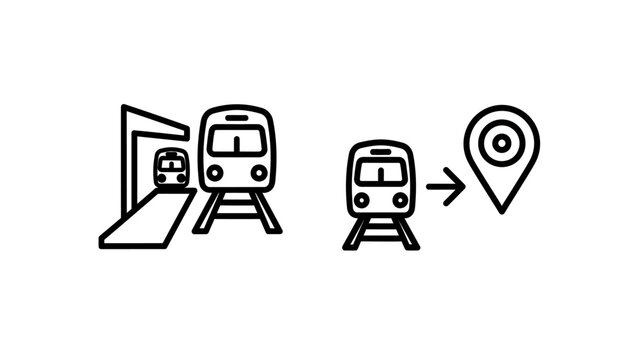 Train transport and railway station location tracking icon vector with transport