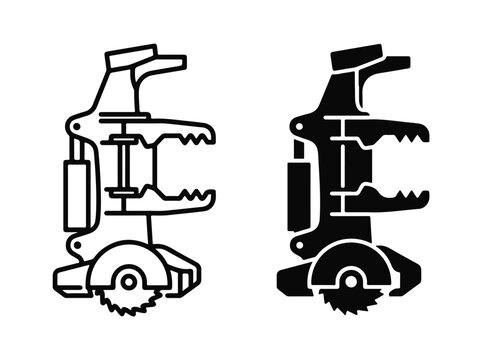 Forestry Harvester Head Vector Icon Set