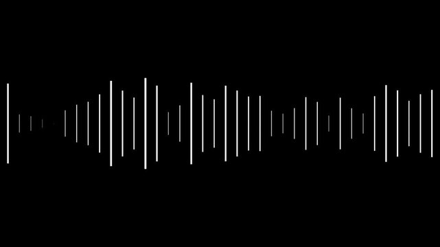 Music bar audio wave visualization voice record animation on black background. Audio wave or frequency digital movement. Classic graphic sound equalizer. Sound waves meter audio waveform spectrum 4k.