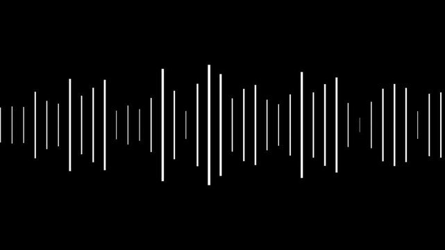 Music bar audio wave visualization voice record animation on black background. Audio wave or frequency digital movement. Classic graphic sound equalizer. Sound waves meter audio waveform spectrum 4k.