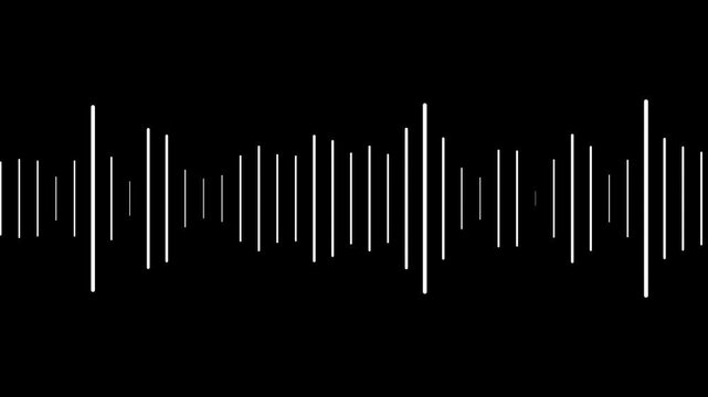 Music bar audio wave visualization voice record animation on black background. Audio wave or frequency digital movement. Classic graphic sound equalizer. Sound waves meter audio waveform spectrum 4k.