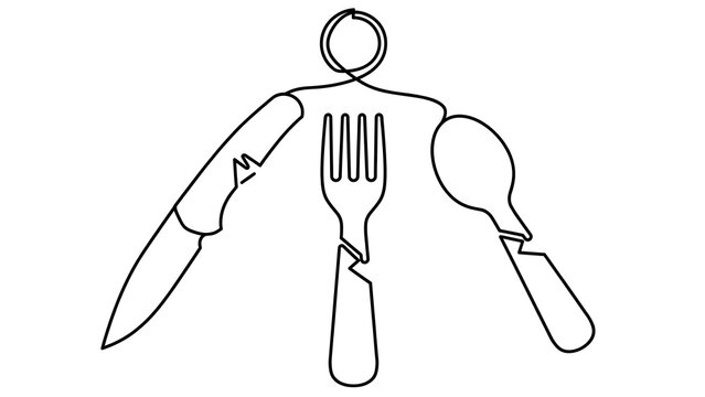 Cutlery person illustration on white background.