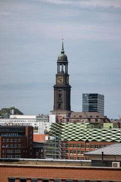 Hamburg, Germany - June 30, 2026: St Michael&rsquo;s Church, Hauptkirche St. Michaelis, and its landmark clock tower above the Hamburg skyline, Germany.