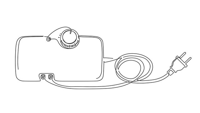 Electric heating pad with cord white background.