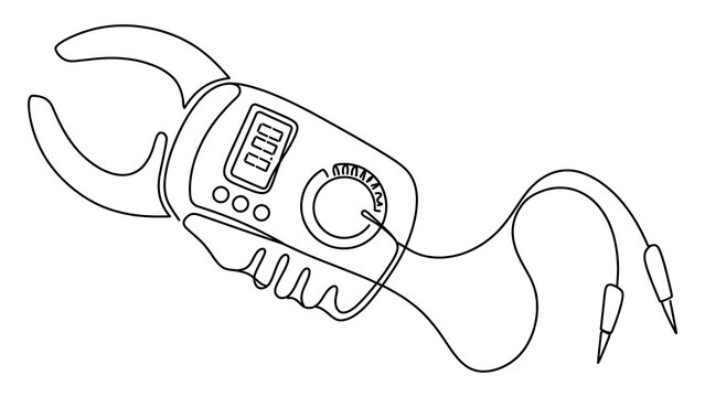 Digital clamp meter illustration white background.