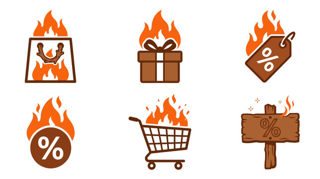 Bonfire Logs Forming Shopping Bag Concept of Bonfire Night Sale