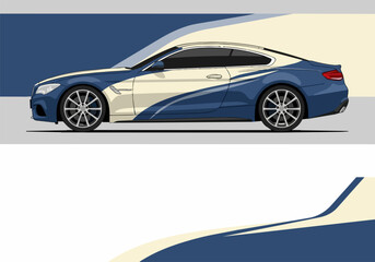 Naklejka premium Sleek blue sports car with dynamic design and alloy wheels