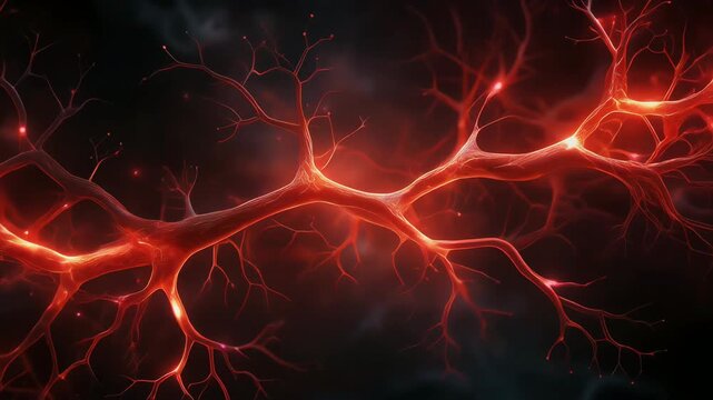 血管のように枝分かれして脈打つ発光ネットワーク