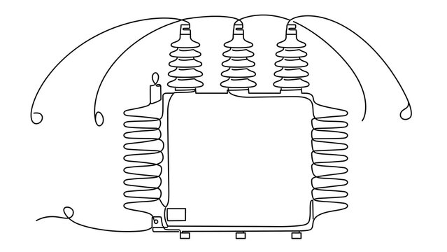 Electrical transformer diagram white background.