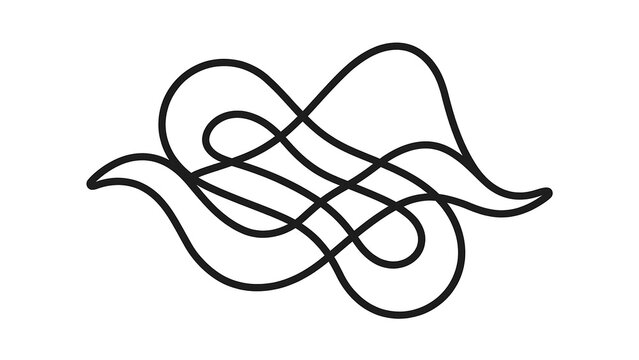Elegant black infinity knot symbol white background.