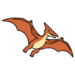 cartoon flying pterosaur jurassic creature animal flat color vector illustration template design © katsumatakun