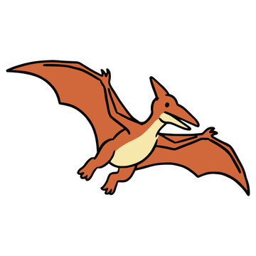 cartoon flying pterosaur jurassic creature animal flat color vector illustration template design