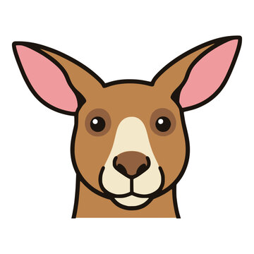 cartoon kangaroo head profile face avatar animal flat color vector illustration template design