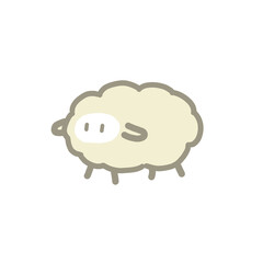 Obraz premium 角のないひつじのゆるい手描き風イラスト