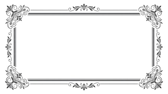 Rectangular decorative frame with elegant vintage floral corners and classic border design