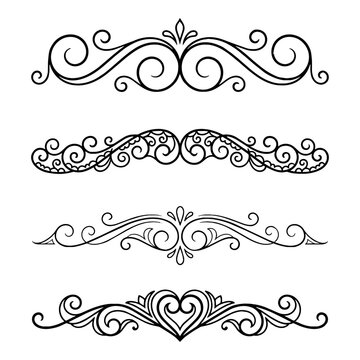 Vintage Decorative Ornamental Divider Border Line Art Vector Set