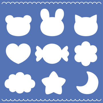 かわいいフレームのベクターイラストセット。くま、うさぎ、ハート、星、枠