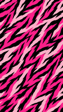 Hot Pink Abstract Jagged Stripe Seamless Pattern &ndash; Bold Geometric Flame and Zebra Inspired Vector Background