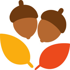 Autumn Acorns and Colorful Leaves Illustration © 진선 김