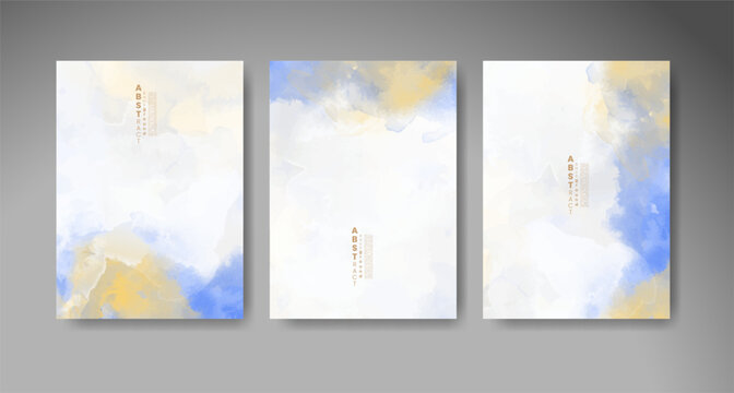 Set of colorful abstract cards with vibrant watercolor effects for postcards, greeting designs, invitations, and creative paper projects.