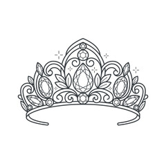 Elegant Jewelry Tiara Line Art Illustration © Djiwa