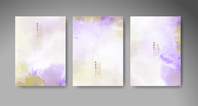Set of colorful abstract cards with vibrant watercolor effects for postcards, greeting designs, invitations, and creative paper projects.