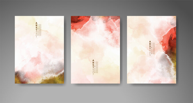 Set of colorful abstract cards with vibrant watercolor effects for postcards, greeting designs, invitations, and creative paper projects.