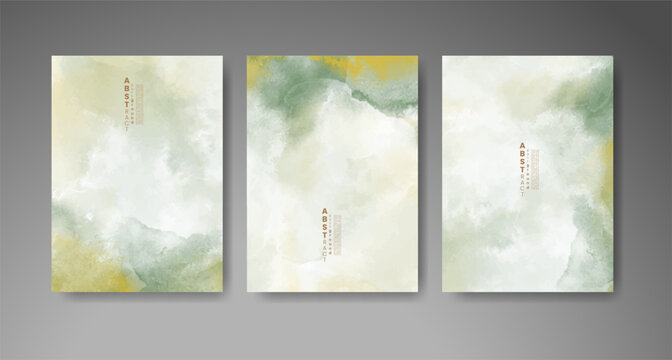 Set of colorful abstract cards with vibrant watercolor effects for postcards, greeting designs, invitations, and creative paper projects.