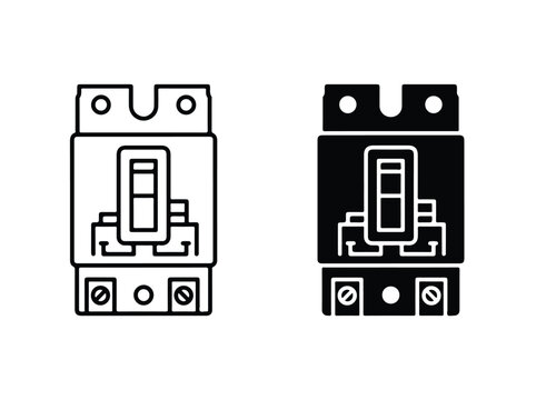 Circuit Breaker Vector Icons in Line and Glyph Style