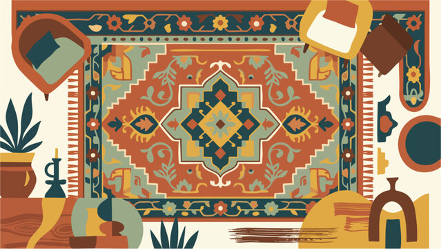 Vintage Distressed Boho Living Room with Kilim Carpet 129