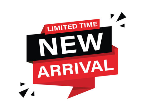 Limited time new arrival banner promotional badge retail graphic design with shopping label