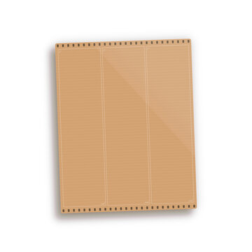 Vintage continuous feed paper, brown kraft computer stationery with perforated edges, retro dot matrix printer paper for office nostalgia