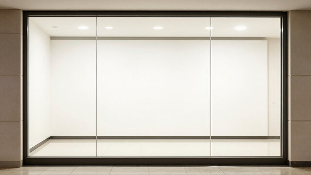 Empty Modern Storefront Window Display with Clean White Background