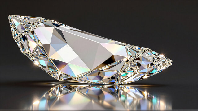 Sparkling Emerald Cut Diamond on Reflective Surface