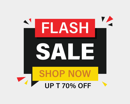 Flash sale shop now up to 70 percent off promotional badge and label design with discount label