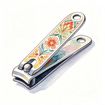 nail clippers water color on white background