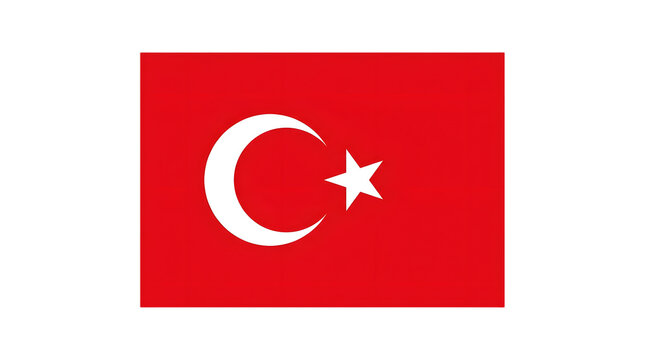 The national flag of turkey featuring a white crescent moon and star on a red field isolated on transparent background